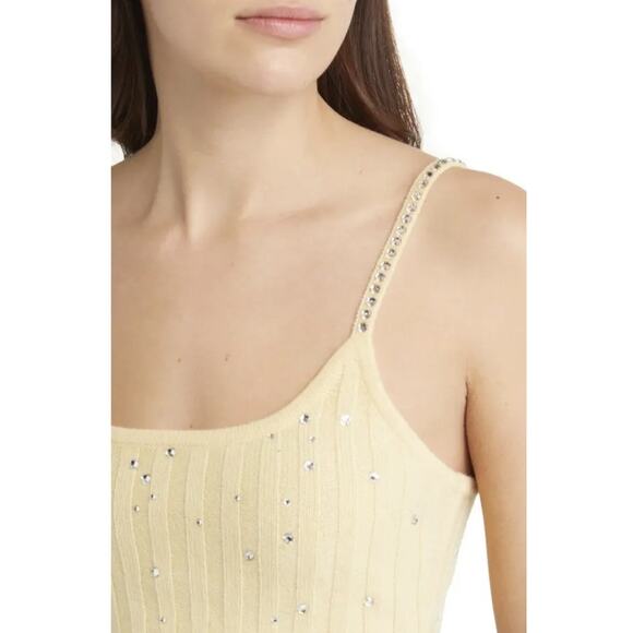 Loveshackfancy Celmira Cashmere Wool Rhinestone Rib Knit Crop Top XL - Picture 4 of 9